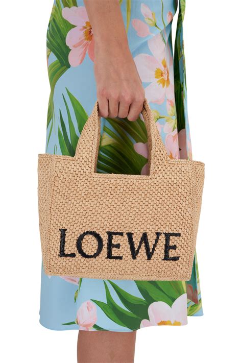 raffia loewe font tote.